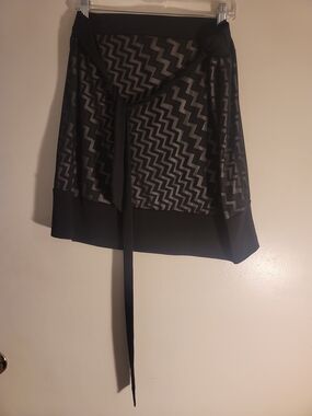 Lane Bryant Black Chevron Wrap A-line Sash Tie Skirt